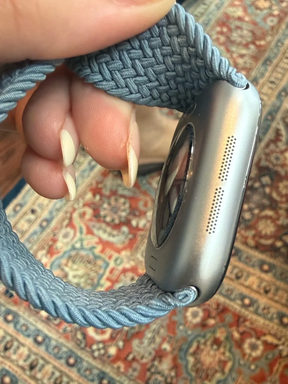 Apple Watch series 11- Blue Braided Solo Loop Smartwatch & charger